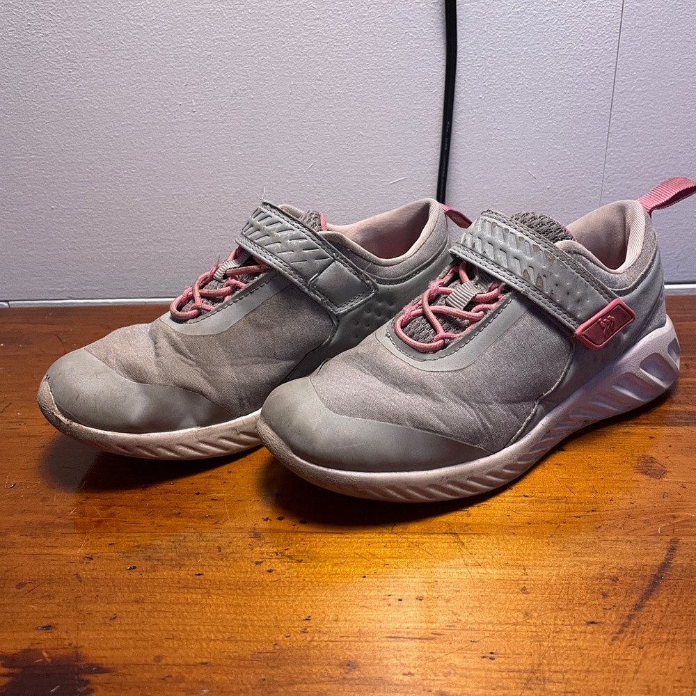 Gray and Pink Slip On Sneakers